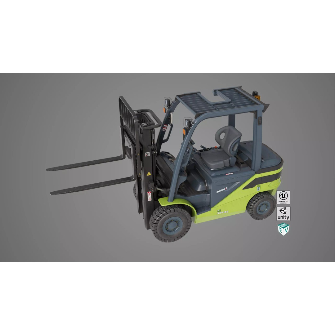 Forklift Truck 3D Model – Low Poly PBR Game Asset, FBX & Blender - View 2