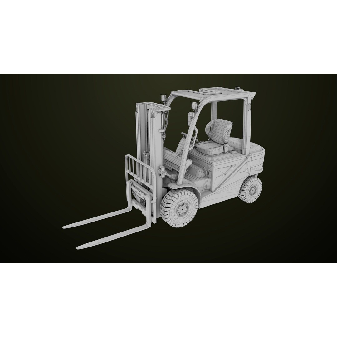 Forklift Truck 3D Model – Low Poly PBR Game Asset, FBX & Blender - View 34