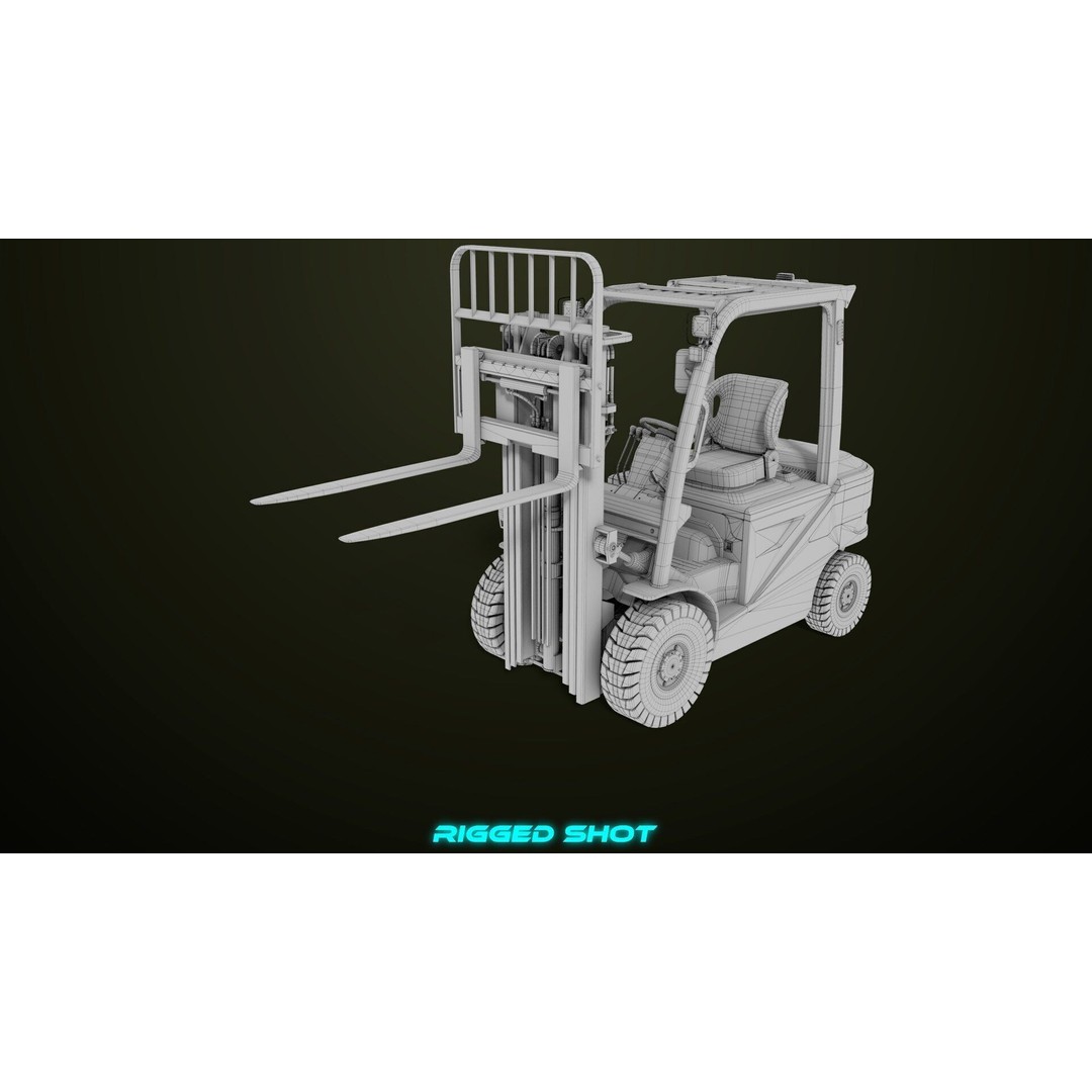 Forklift Truck 3D Model – Low Poly PBR Game Asset, FBX & Blender - View 39