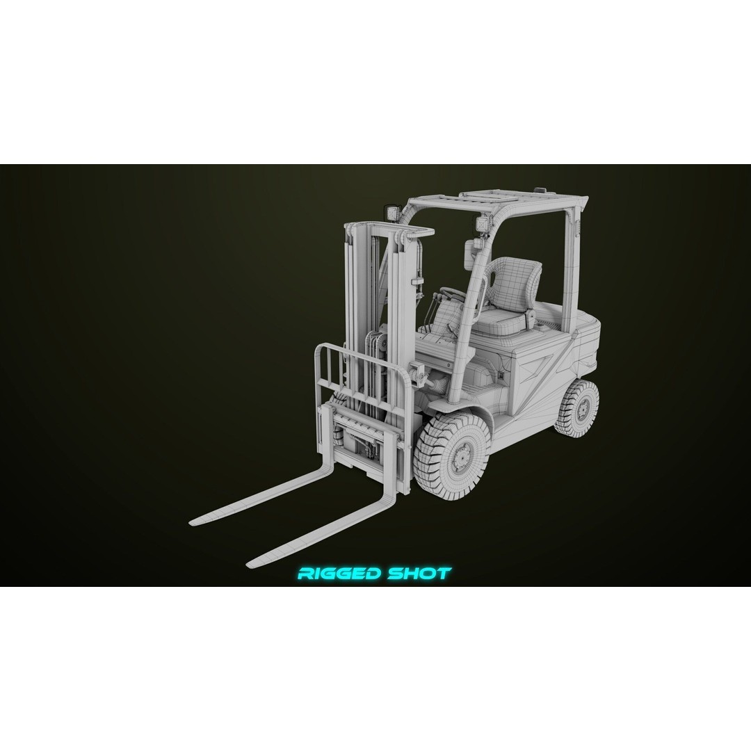 Forklift Truck 3D Model – Low Poly PBR Game Asset, FBX & Blender - View 40