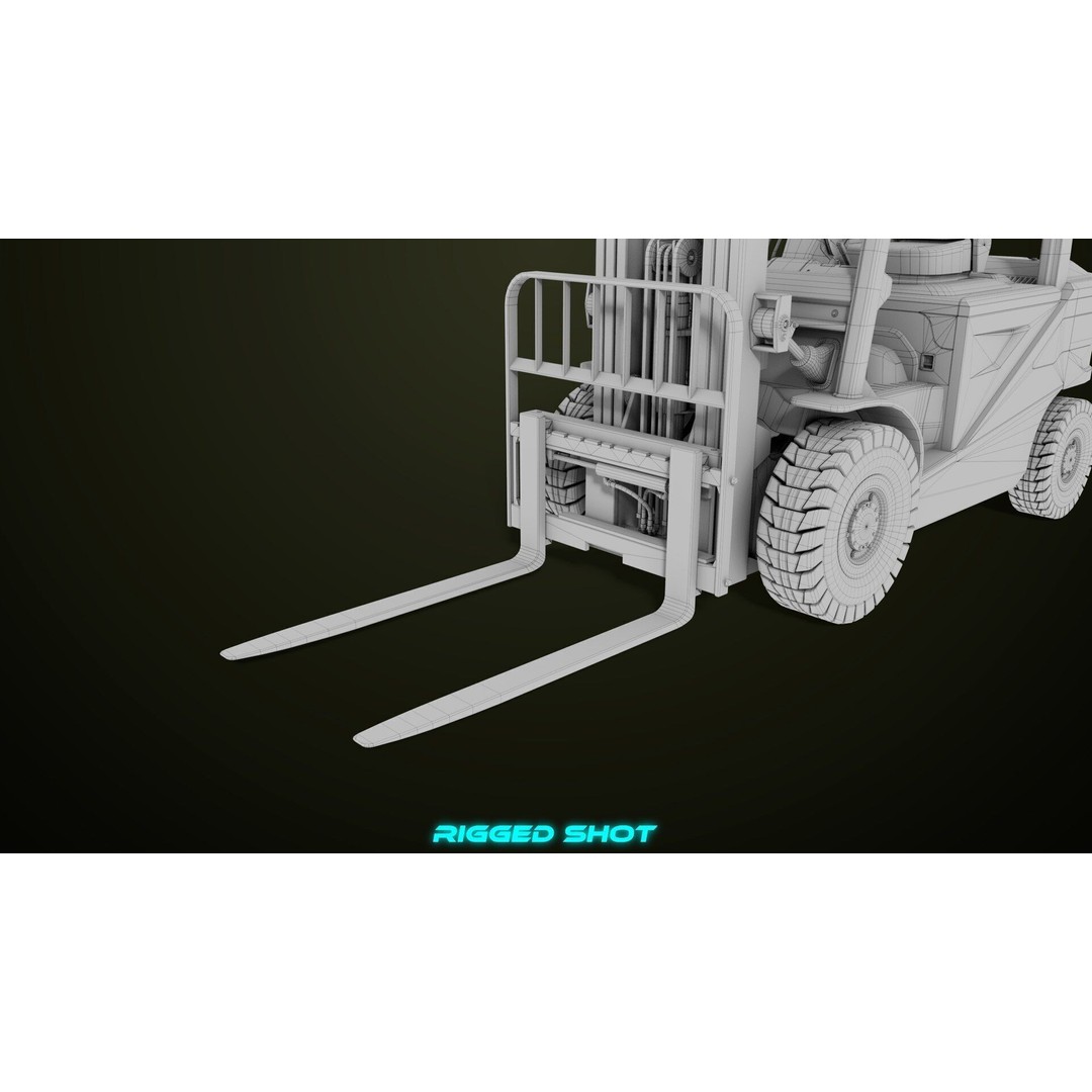 Forklift Truck 3D Model – Low Poly PBR Game Asset, FBX & Blender - View 45