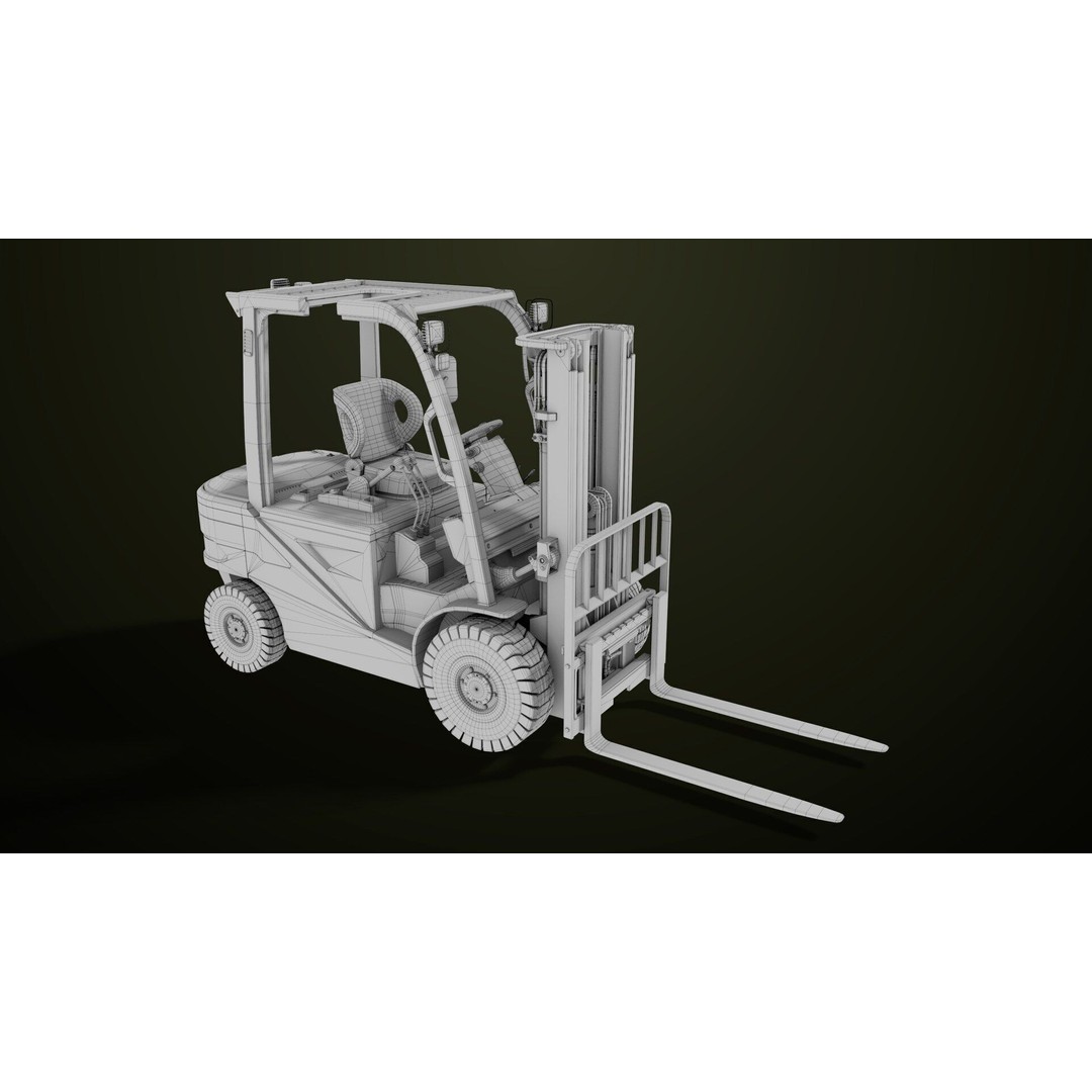 Forklift Truck 3D Model – Low Poly PBR Game Asset, FBX & Blender - View 46