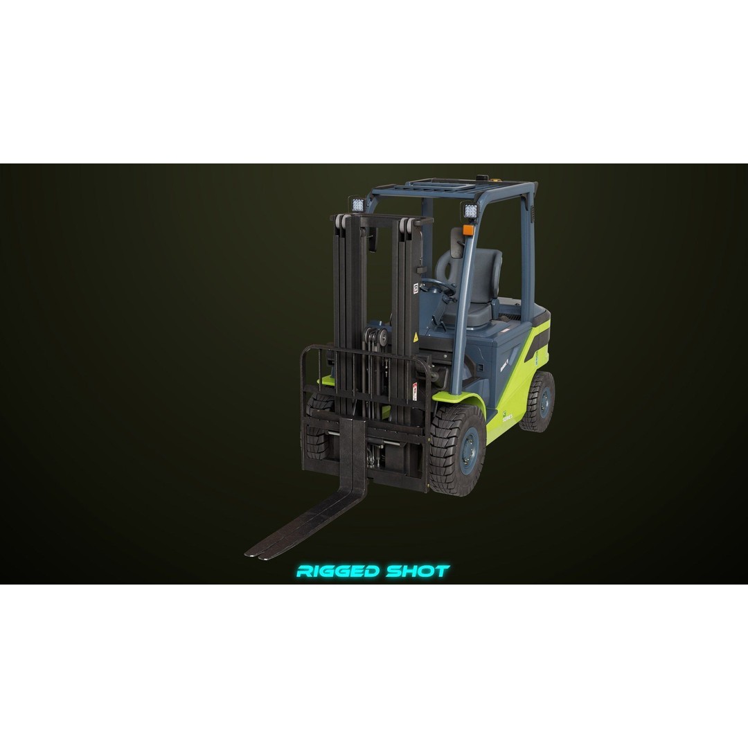 Forklift Truck 3D Model – Low Poly PBR Game Asset, FBX & Blender - View 7