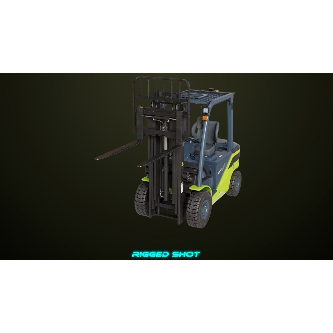 Forklift Truck 3D Model – Low Poly PBR Game Asset, FBX & Blender - View 9