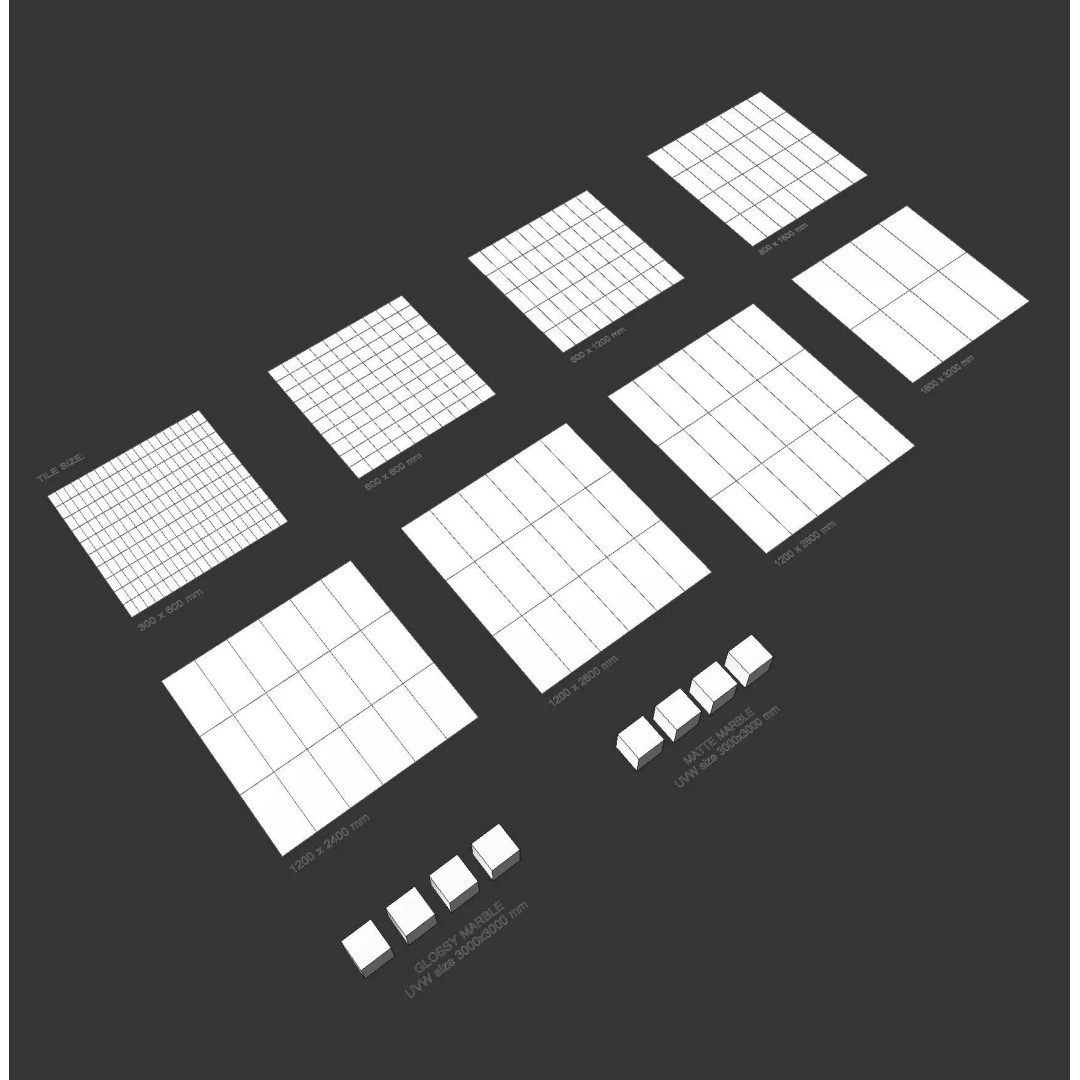 Marble Porcelain Tiles 3D Model – PBR Textures, Multiple Sizes, FBX/OBJ - View 16