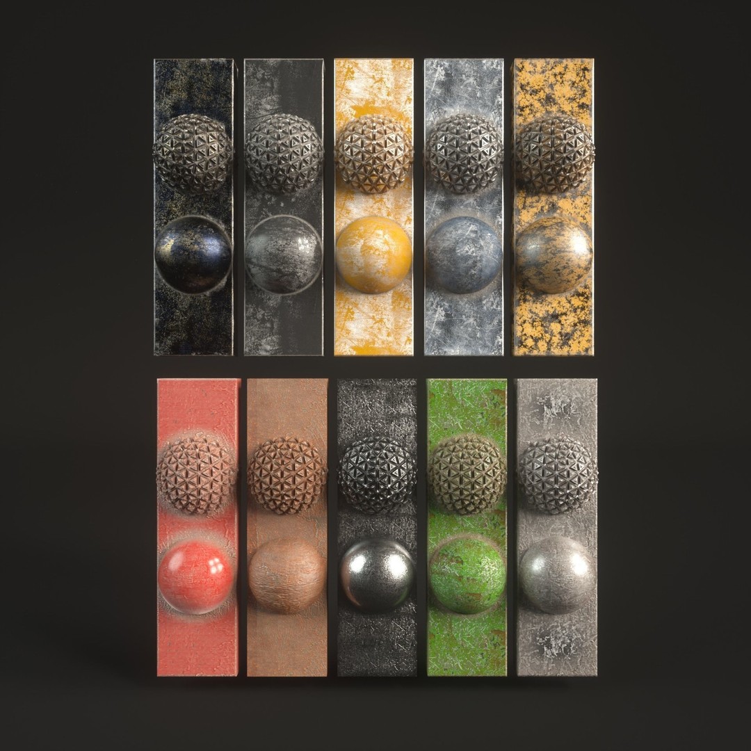 60 Metal Materials 3D Model – PBR Textures for Octane Render - View 7