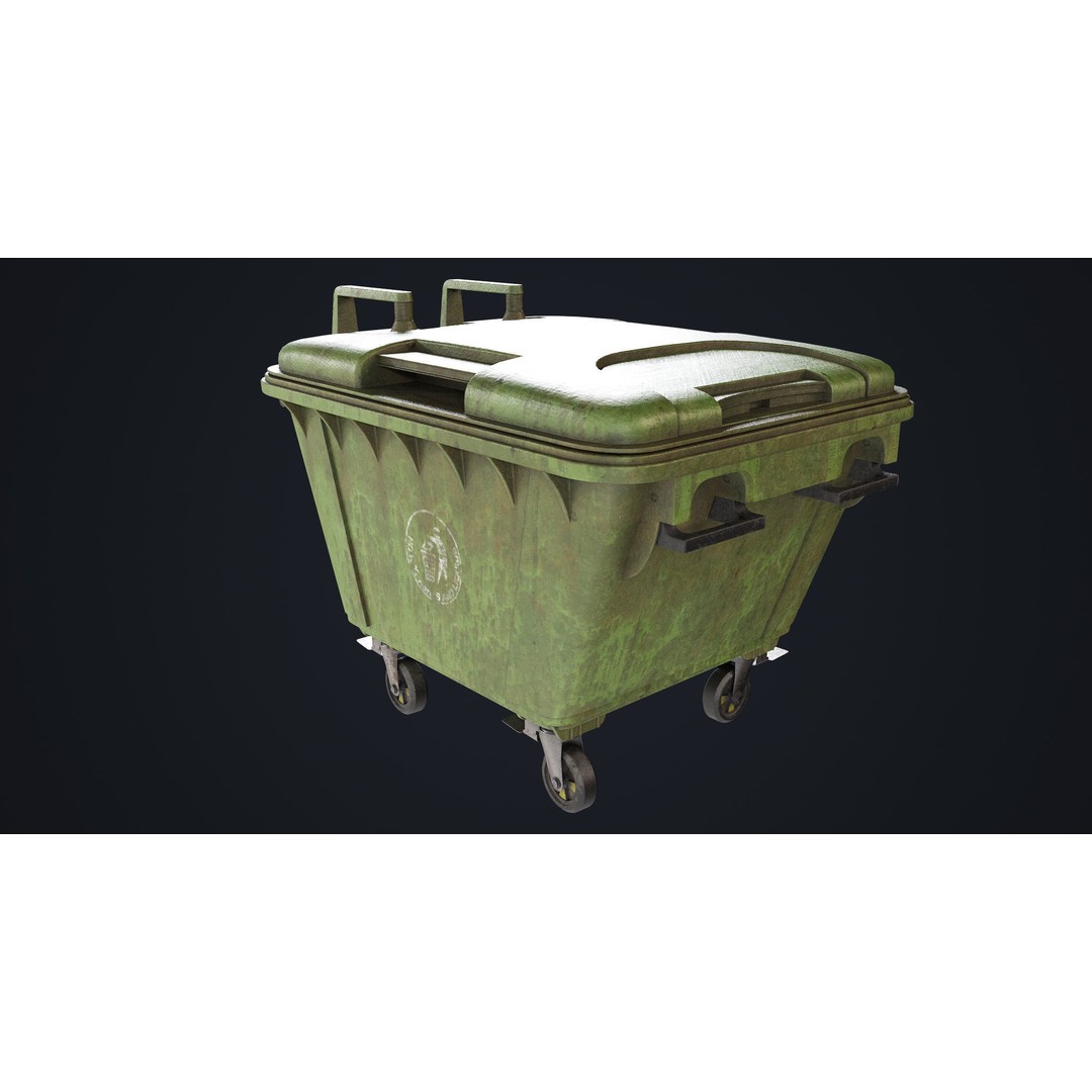 Old Dirty Dustbin 3D Model – Low Poly Game Asset, PBR Textures Included - View 13