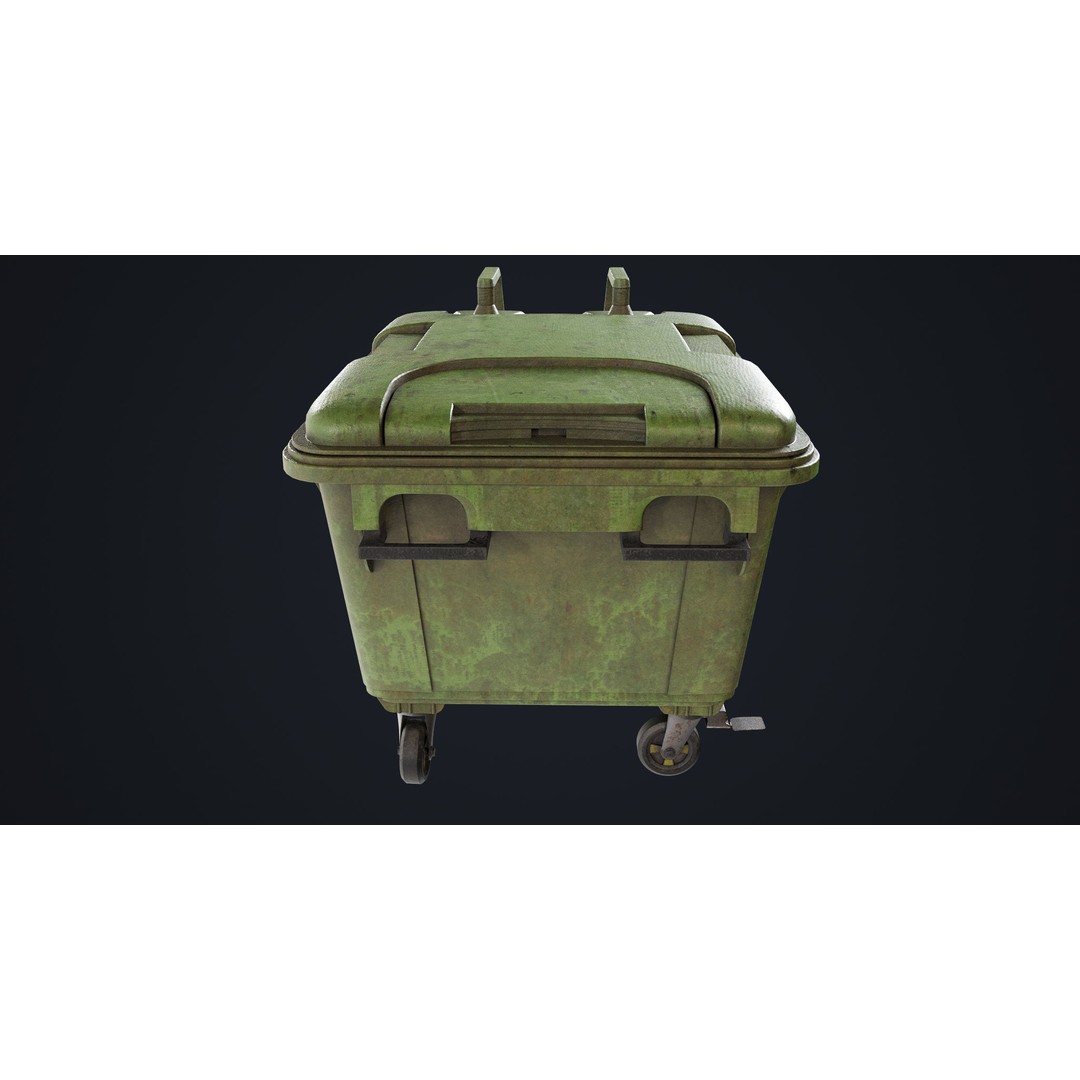 Old Dirty Dustbin 3D Model – Low Poly Game Asset, PBR Textures Included - View 14
