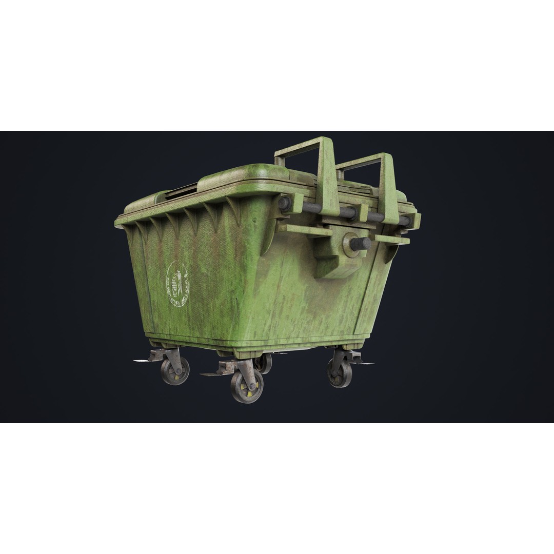 Old Dirty Dustbin 3D Model – Low Poly Game Asset, PBR Textures Included - View 18