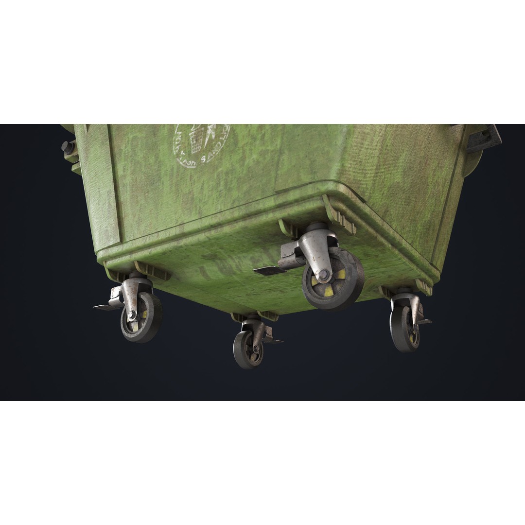 Old Dirty Dustbin 3D Model – Low Poly Game Asset, PBR Textures Included - View 20