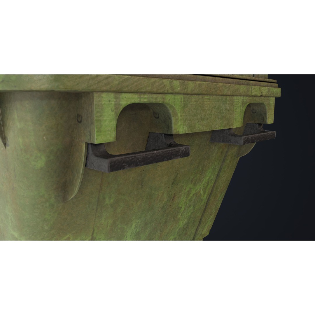 Old Dirty Dustbin 3D Model – Low Poly Game Asset, PBR Textures Included - View 22