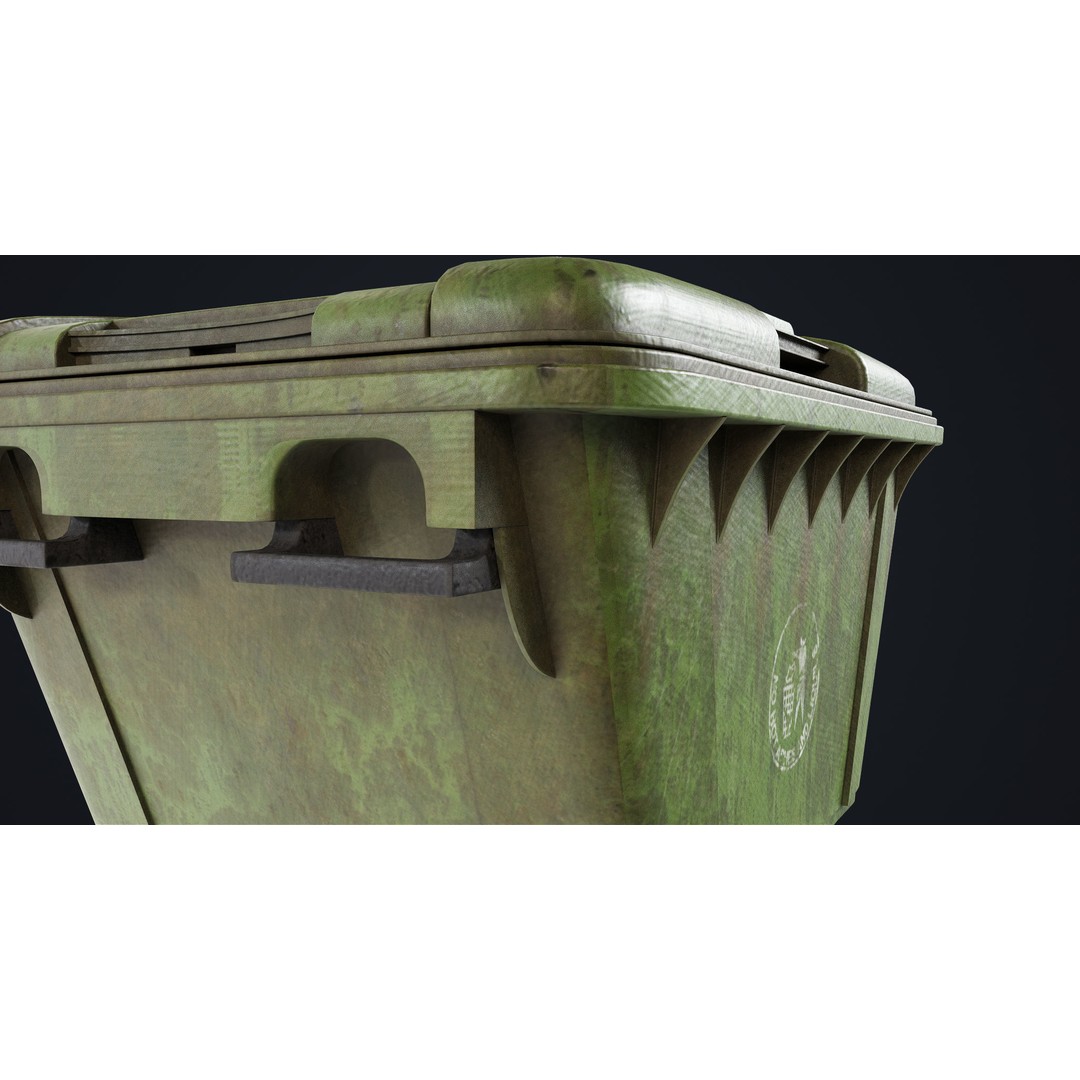 Old Dirty Dustbin 3D Model – Low Poly Game Asset, PBR Textures Included - View 23