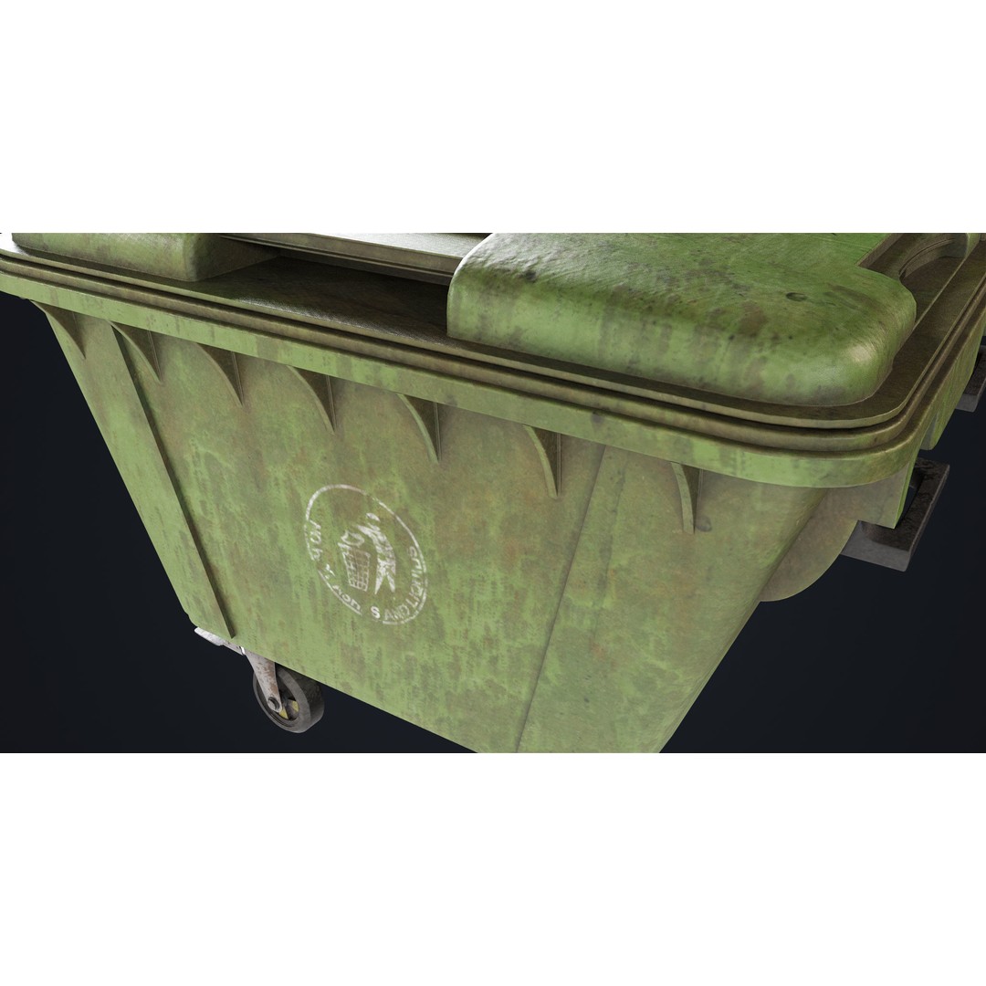 Old Dirty Dustbin 3D Model – Low Poly Game Asset, PBR Textures Included - View 24