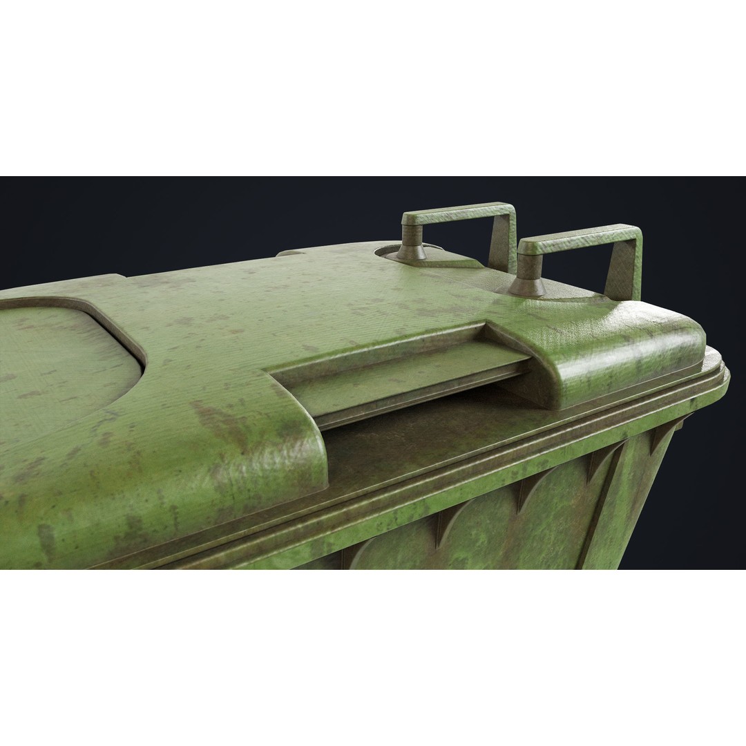 Old Dirty Dustbin 3D Model – Low Poly Game Asset, PBR Textures Included - View 26