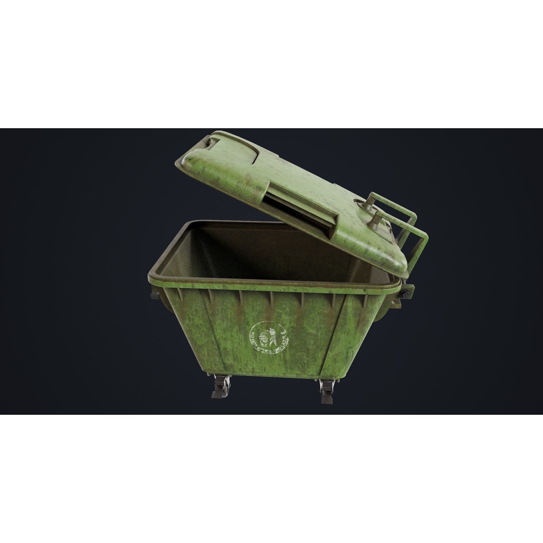Old Dirty Dustbin 3D Model – Low Poly Game Asset, PBR Textures Included - View 28