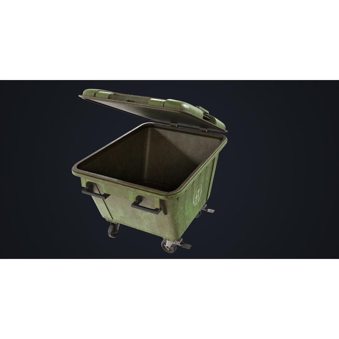 Old Dirty Dustbin 3D Model – Low Poly Game Asset, PBR Textures Included - View 29