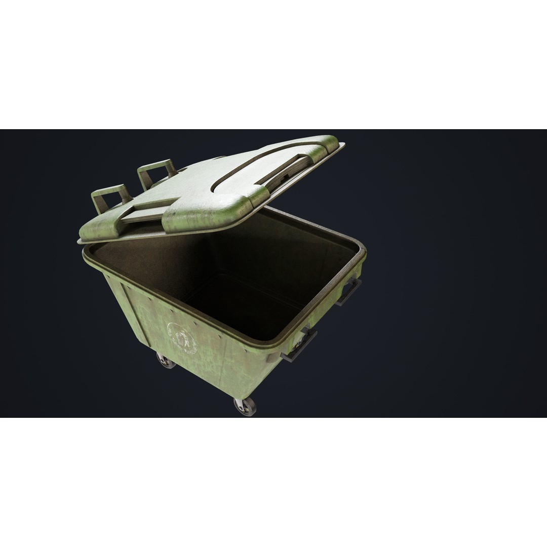 Old Dirty Dustbin 3D Model – Low Poly Game Asset, PBR Textures Included - View 30