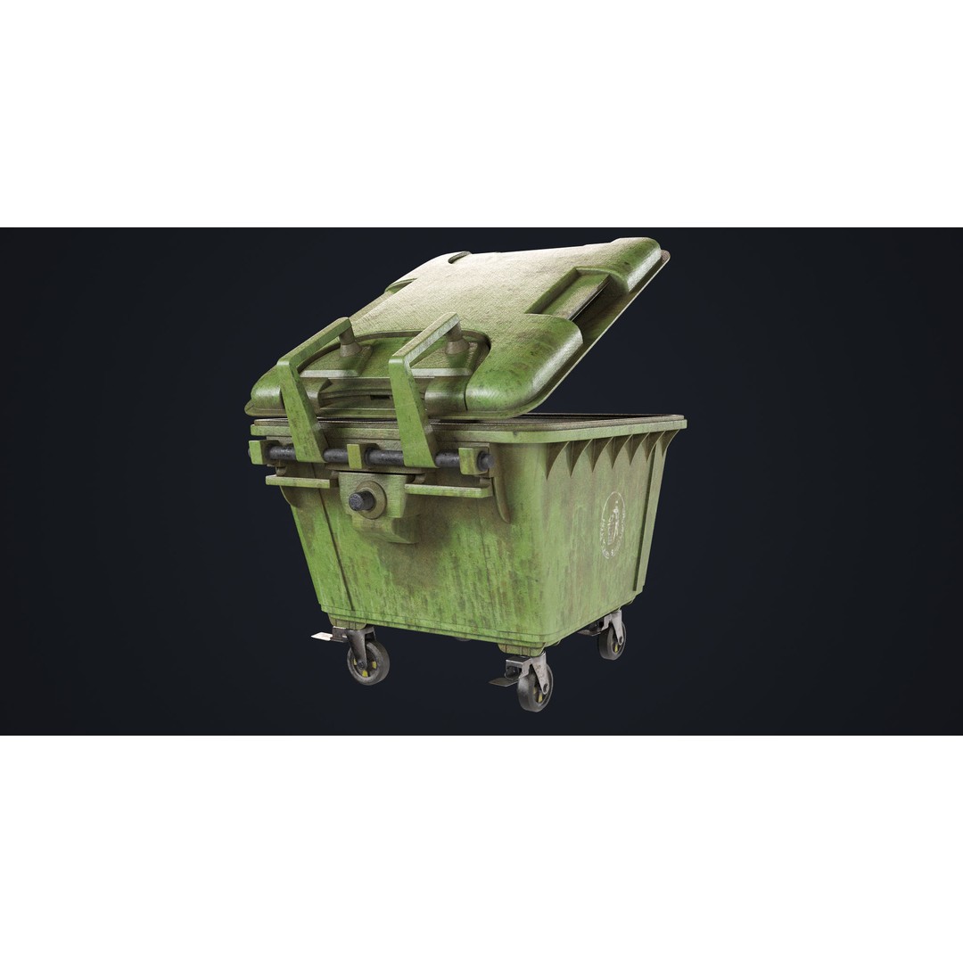 Old Dirty Dustbin 3D Model – Low Poly Game Asset, PBR Textures Included - View 31