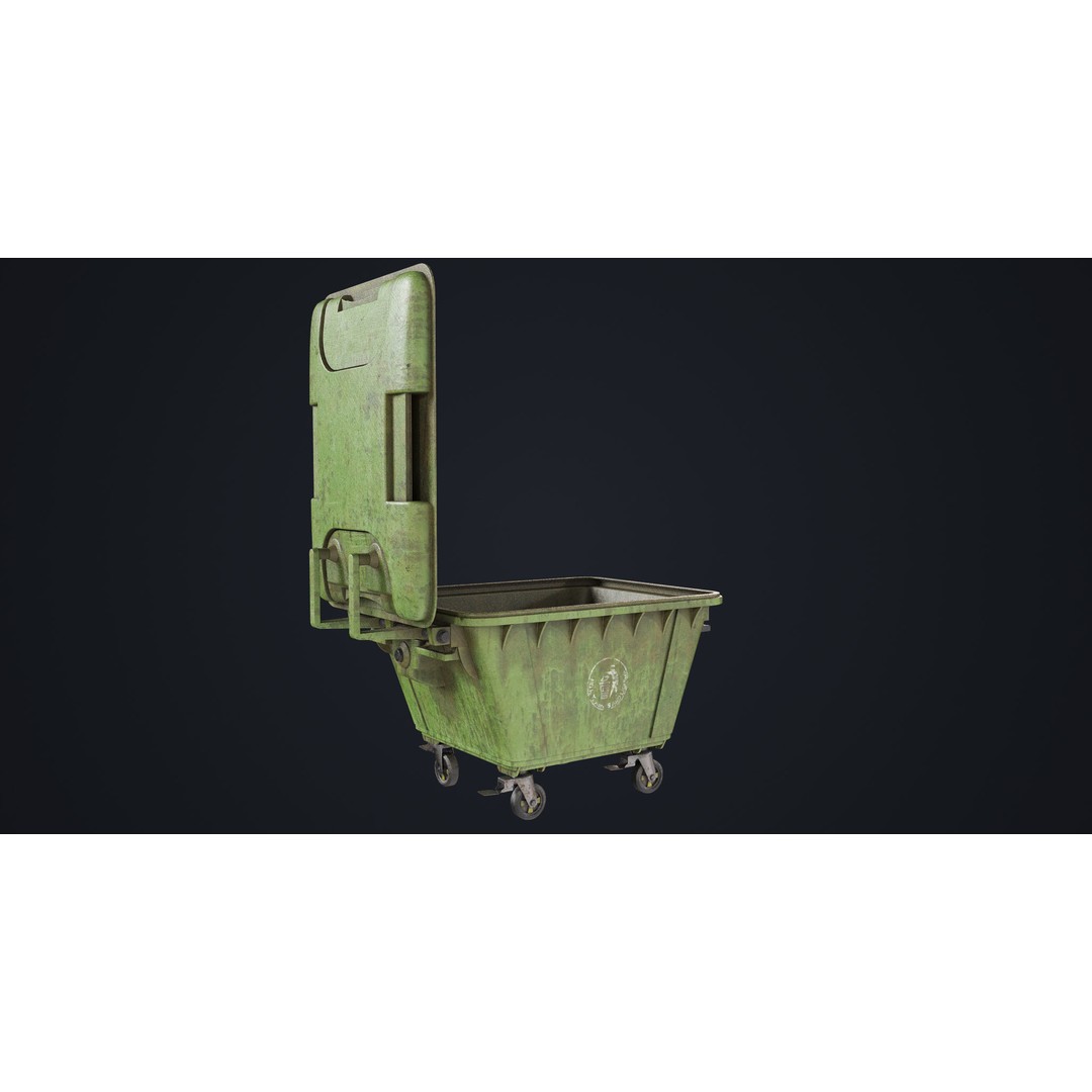 Old Dirty Dustbin 3D Model – Low Poly Game Asset, PBR Textures Included - View 32