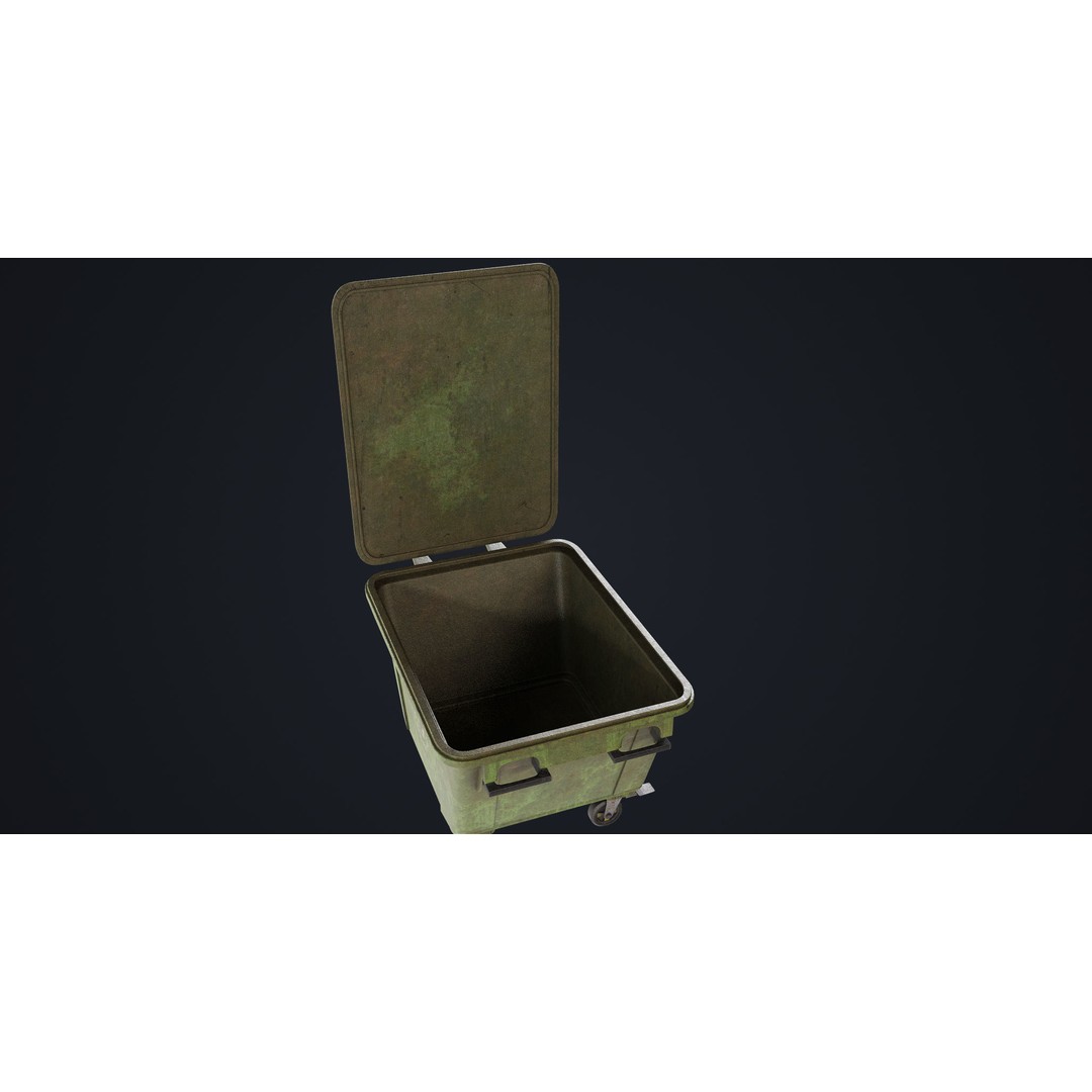 Old Dirty Dustbin 3D Model – Low Poly Game Asset, PBR Textures Included - View 34