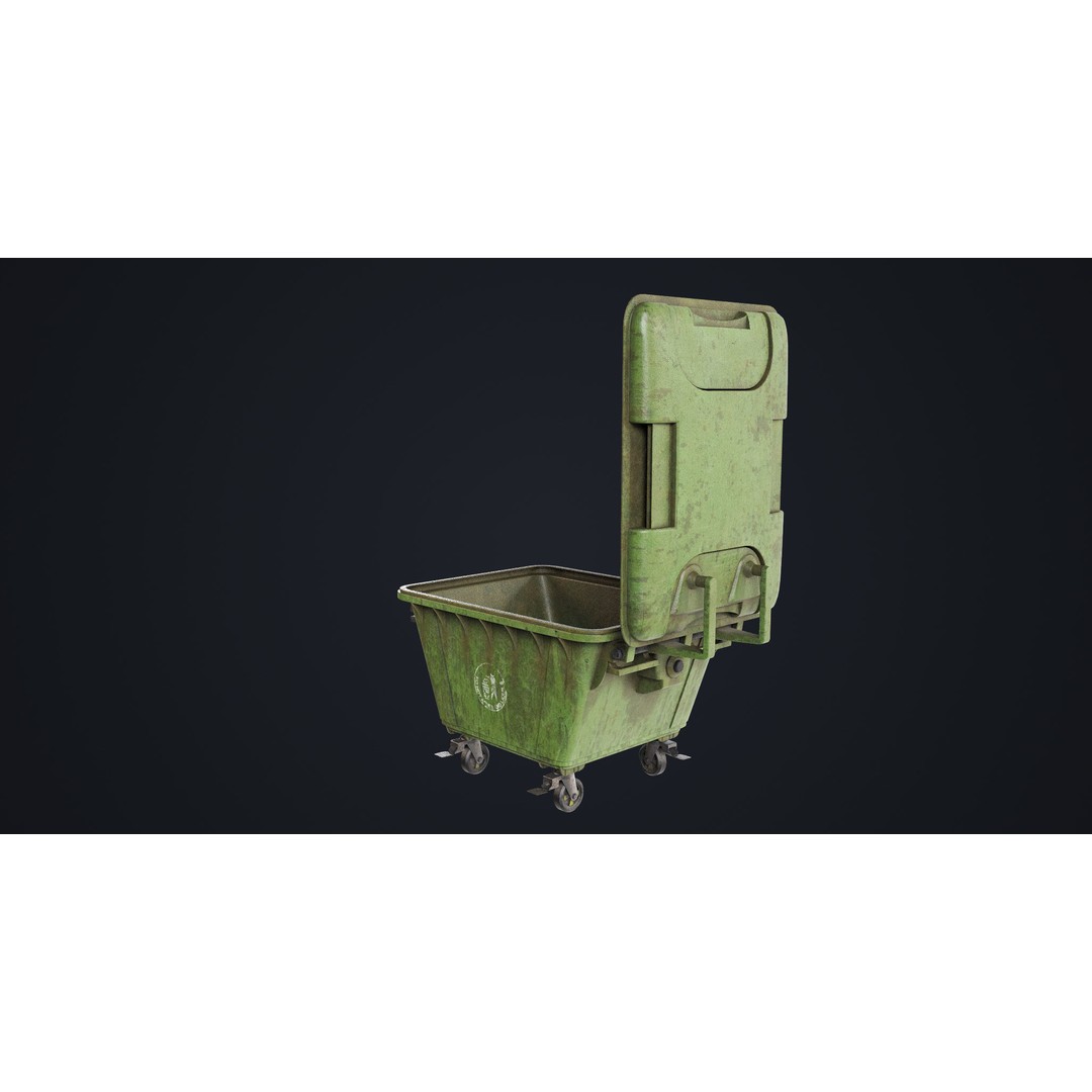 Old Dirty Dustbin 3D Model – Low Poly Game Asset, PBR Textures Included - View 35