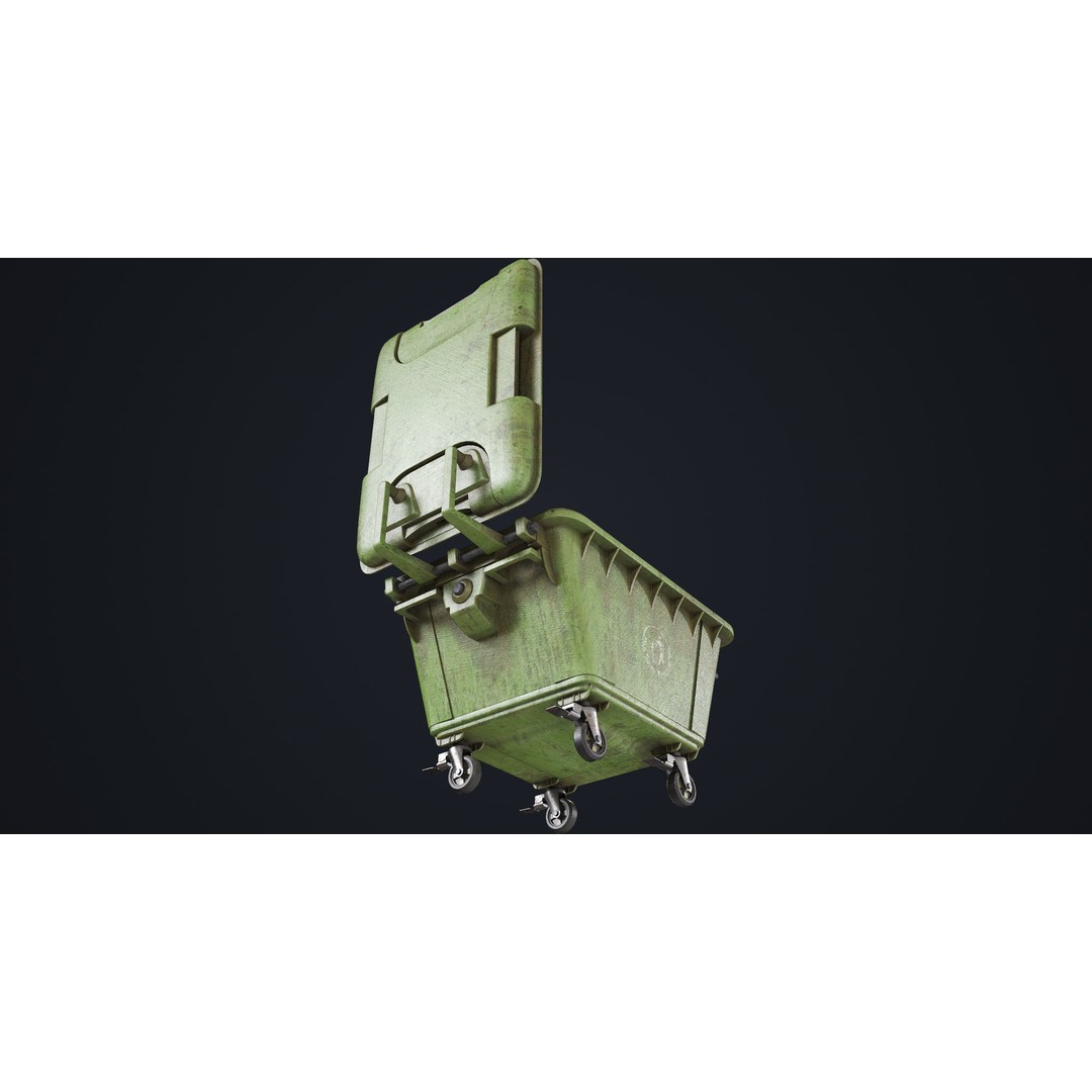 Old Dirty Dustbin 3D Model – Low Poly Game Asset, PBR Textures Included - View 36