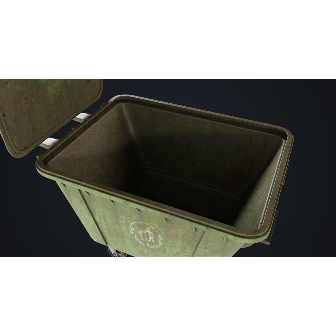 Old Dirty Dustbin 3D Model – Low Poly Game Asset, PBR Textures Included - View 37