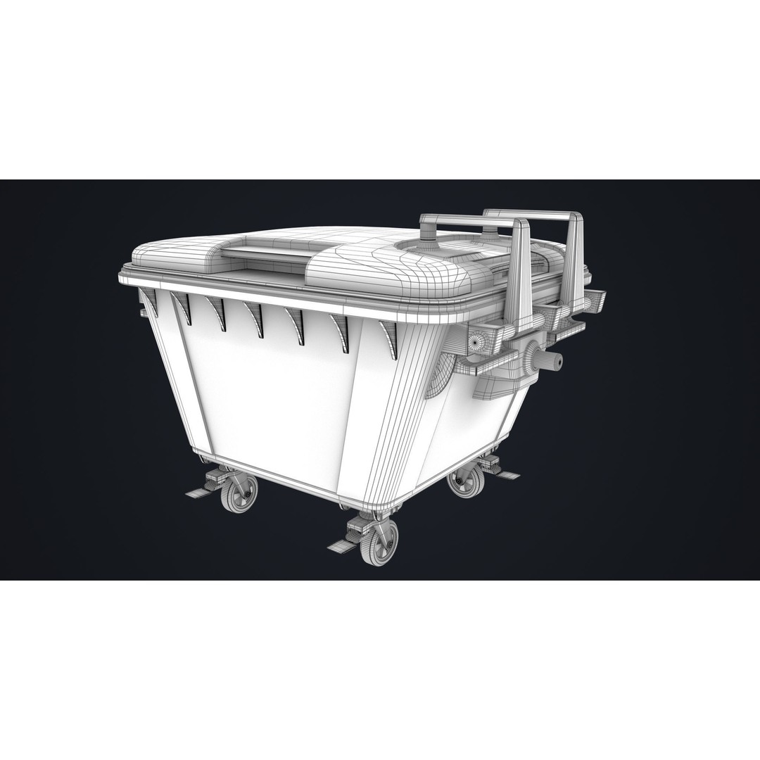Old Dirty Dustbin 3D Model – Low Poly Game Asset, PBR Textures Included - View 43