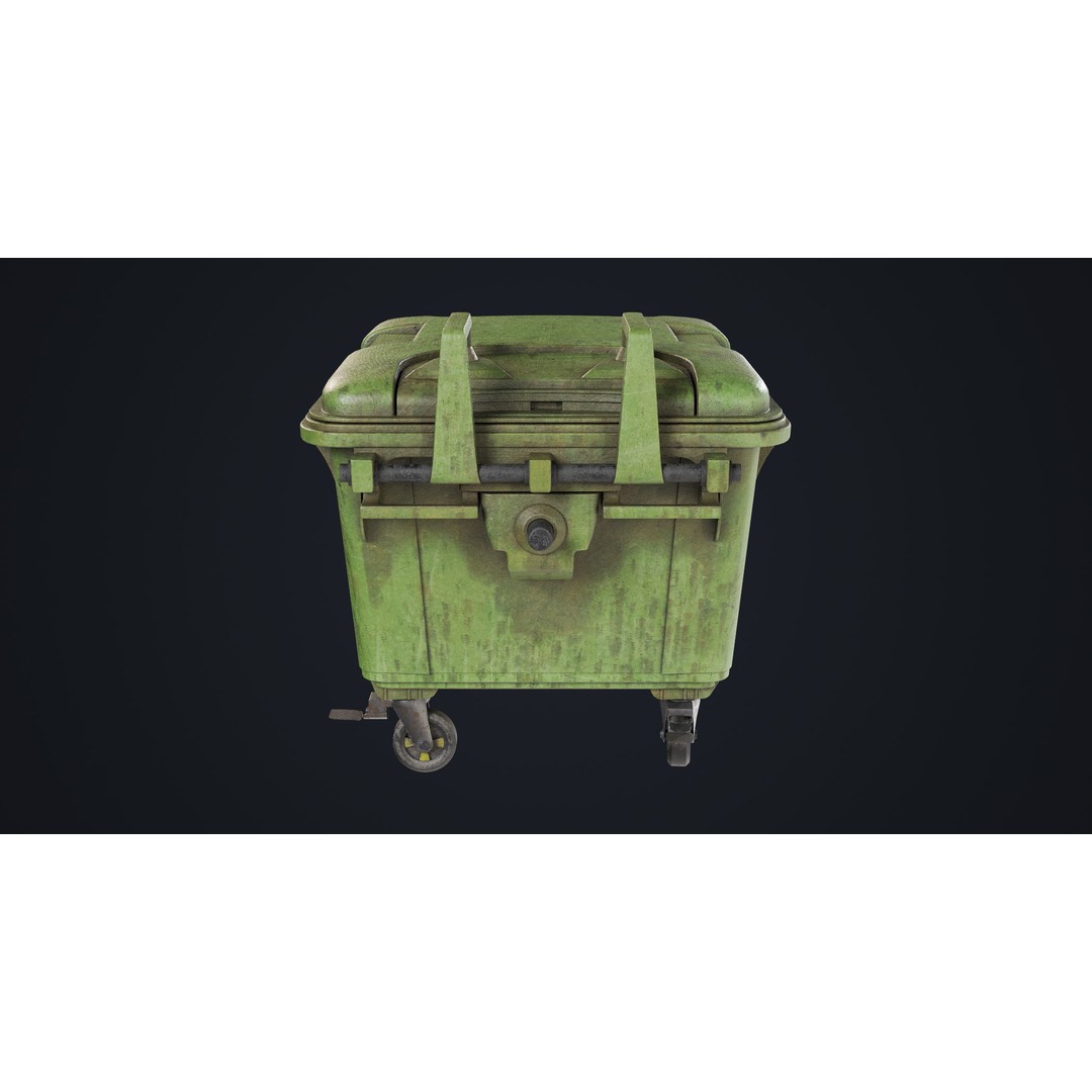 Old Dirty Dustbin 3D Model – Low Poly Game Asset, PBR Textures Included - View 8