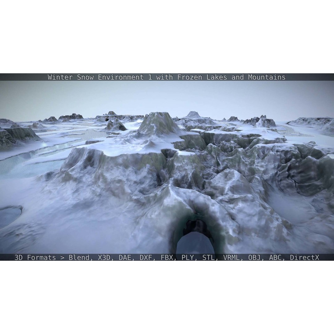 Winter Snow Environment 3D Model – Low Poly Landscape with Frozen Lakes and Mountains - View 108