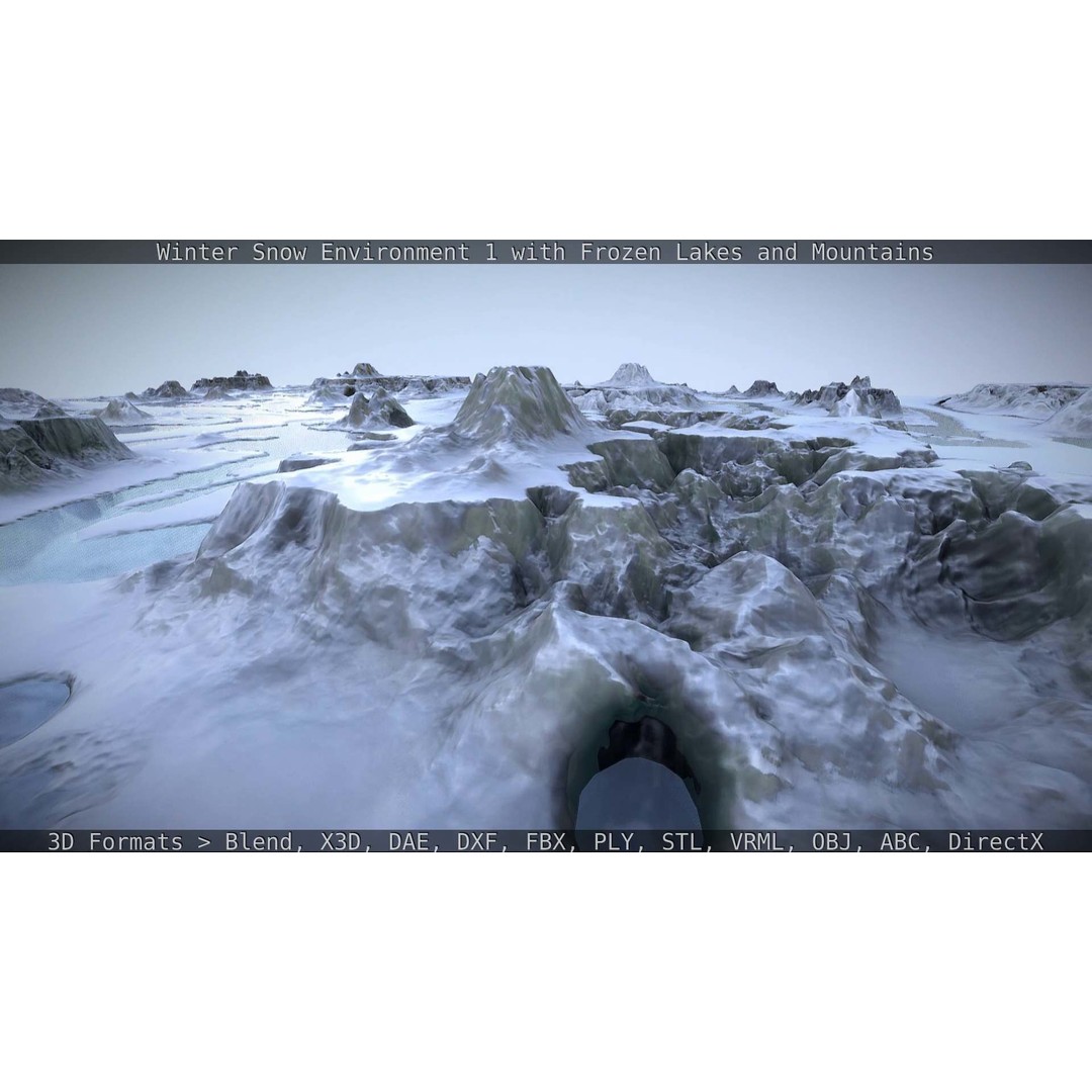 Winter Snow Environment 3D Model – Low Poly Landscape with Frozen Lakes and Mountains - View 111