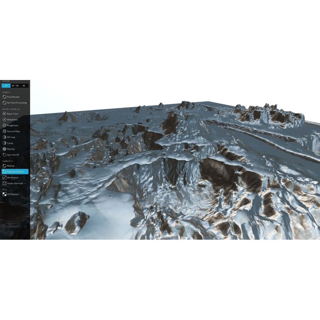 Winter Snow Environment 3D Model – Low Poly Landscape with Frozen Lakes and Mountains - View 12