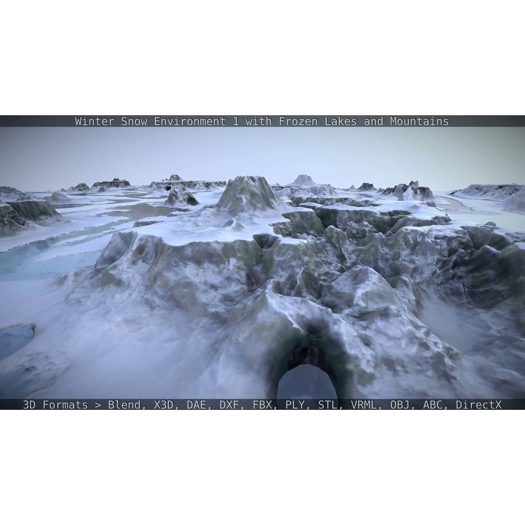 Winter Snow Environment 3D Model – Low Poly Landscape with Frozen Lakes and Mountains - View 121