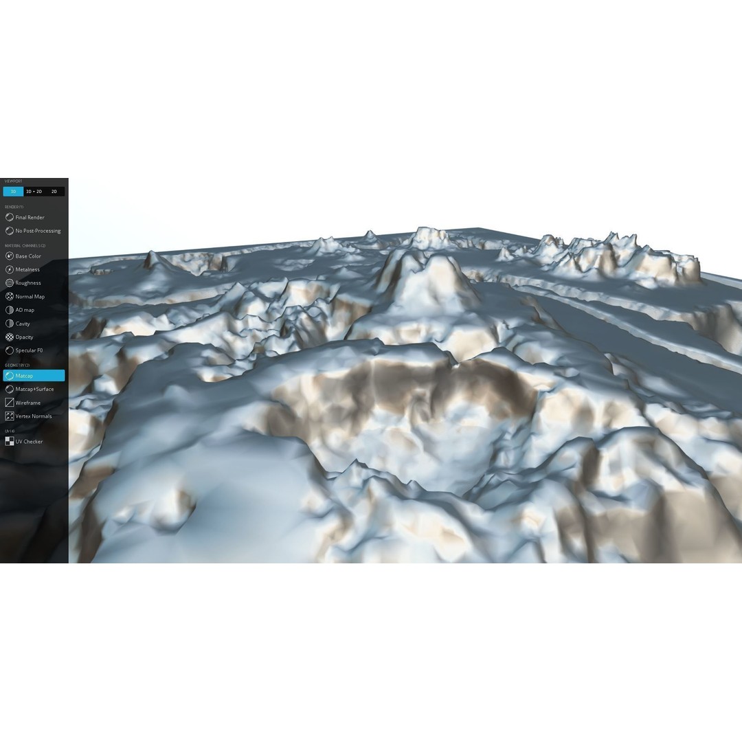 Winter Snow Environment 3D Model – Low Poly Landscape with Frozen Lakes and Mountains - View 13