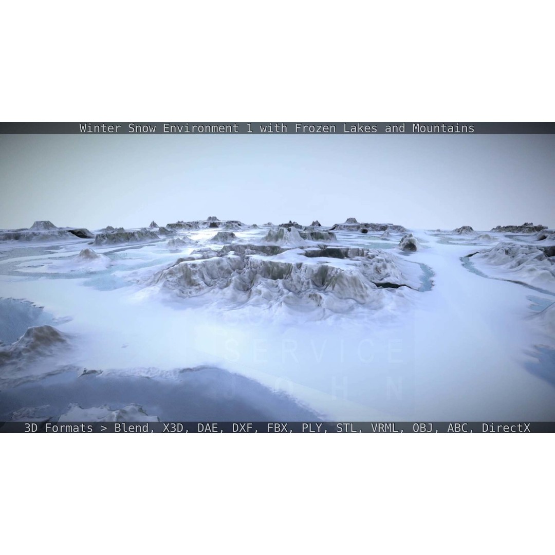 Winter Snow Environment 3D Model – Low Poly Landscape with Frozen Lakes and Mountains - View 18