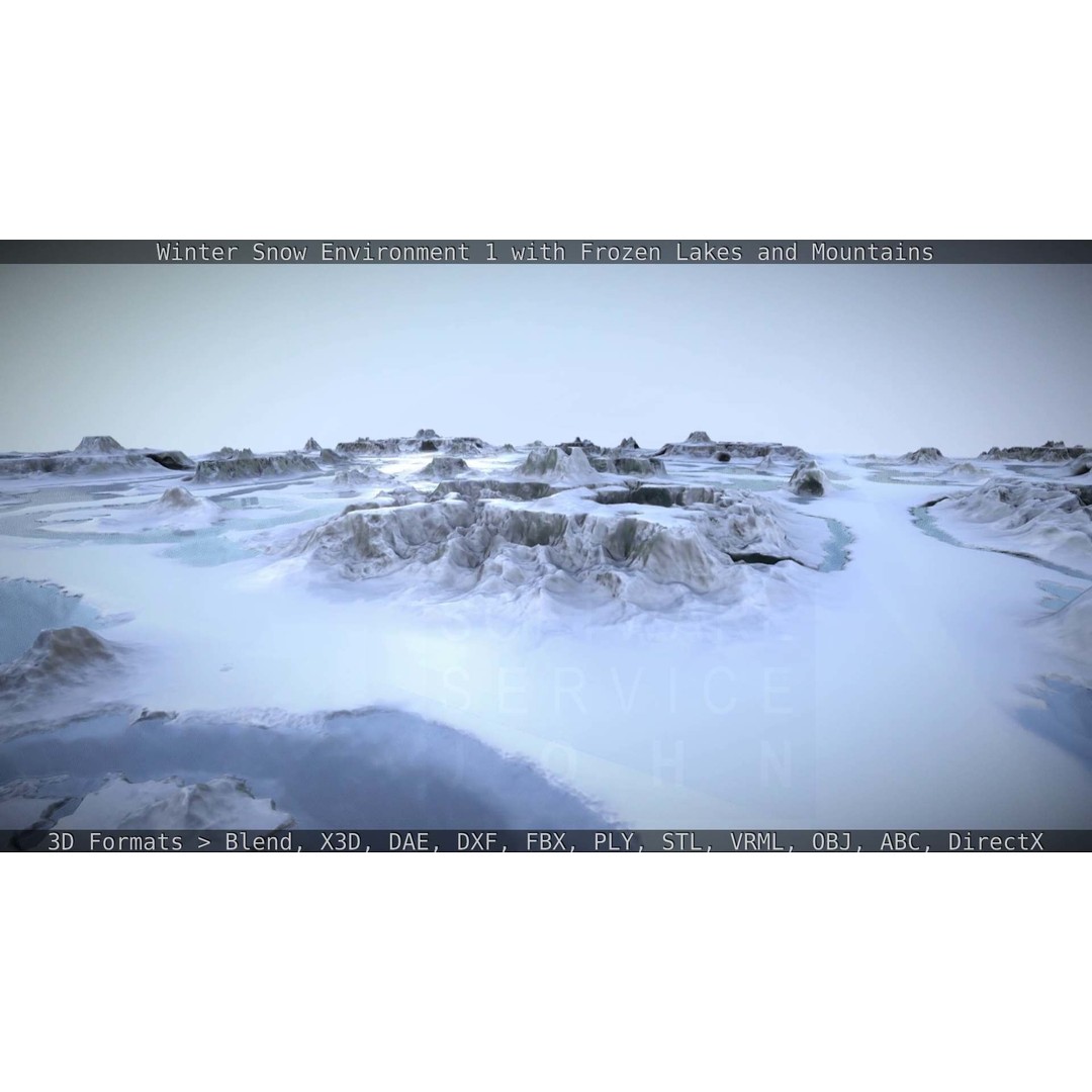 Winter Snow Environment 3D Model – Low Poly Landscape with Frozen Lakes and Mountains - View 19