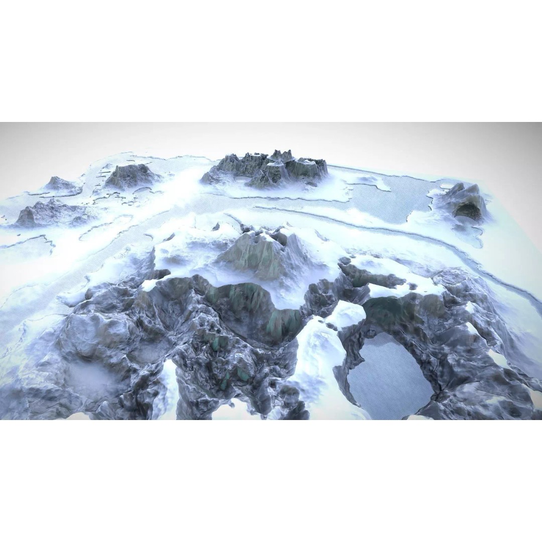 Winter Snow Environment 3D Model – Low Poly Landscape with Frozen Lakes and Mountains - View 2