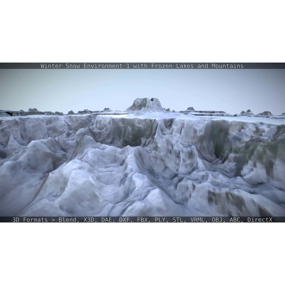 Winter Snow Environment 3D Model – Low Poly Landscape with Frozen Lakes and Mountains - View 21