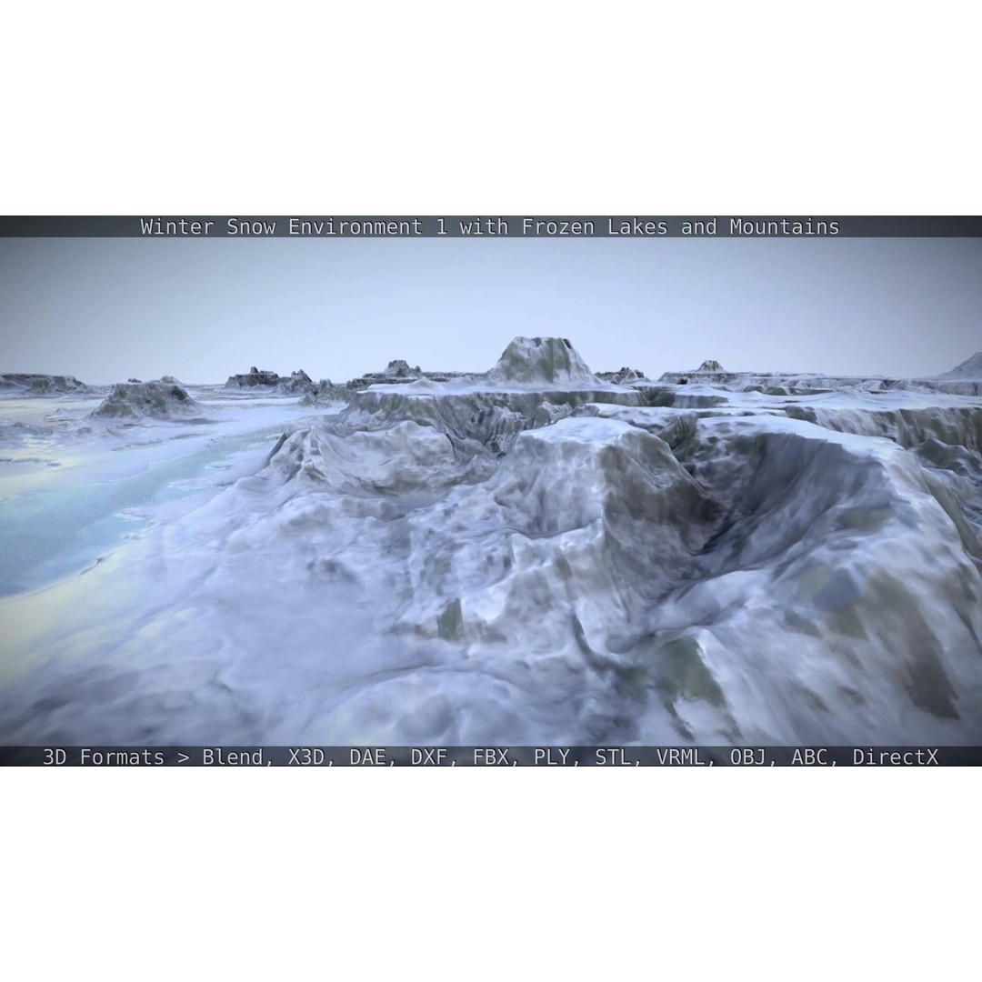 Winter Snow Environment 3D Model – Low Poly Landscape with Frozen Lakes and Mountains - View 27