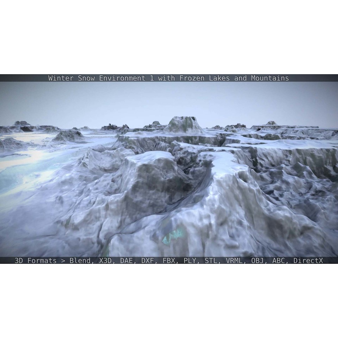 Winter Snow Environment 3D Model – Low Poly Landscape with Frozen Lakes and Mountains - View 28