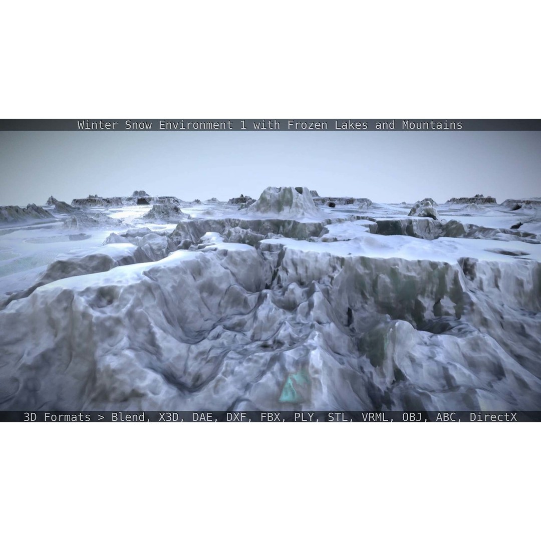 Winter Snow Environment 3D Model – Low Poly Landscape with Frozen Lakes and Mountains - View 30