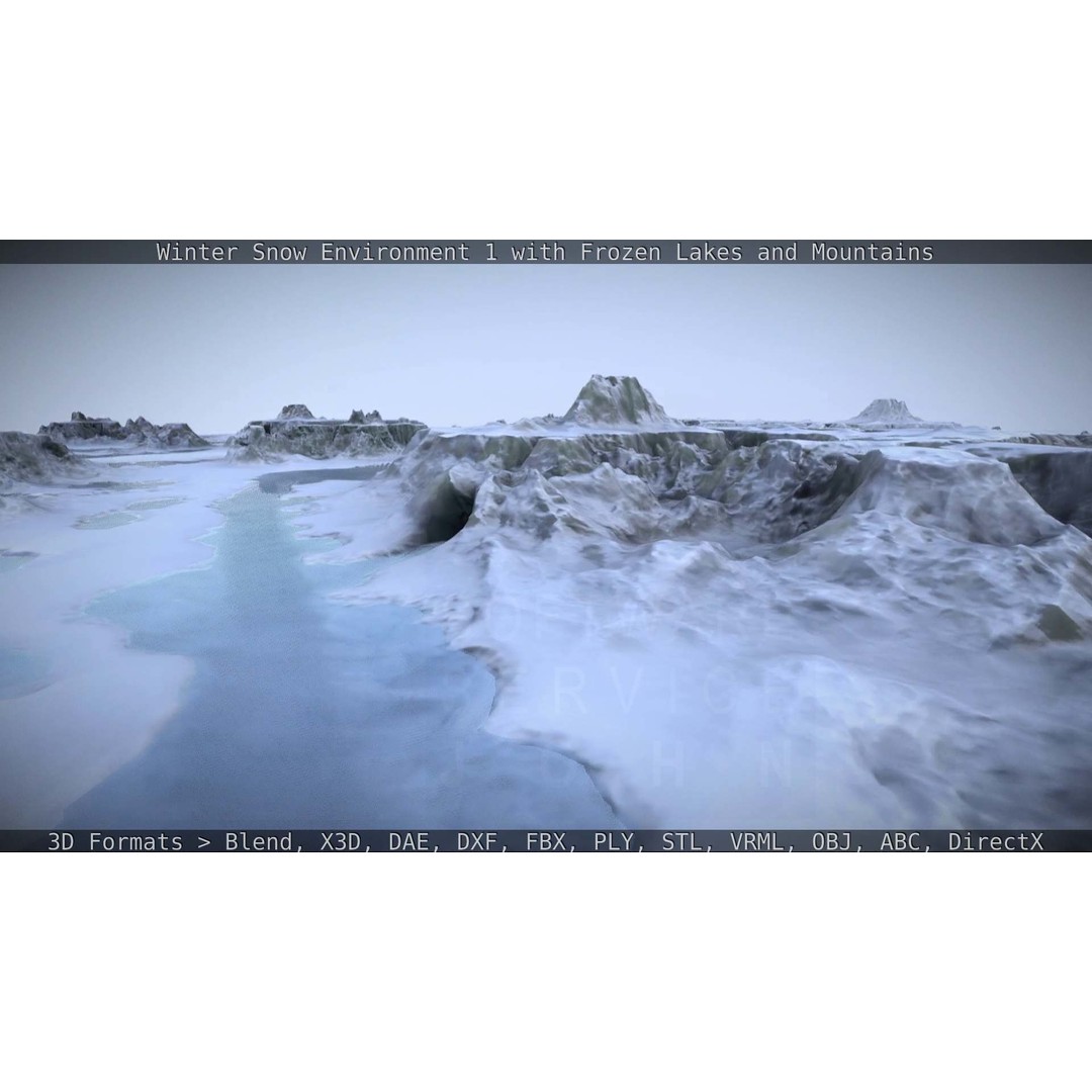 Winter Snow Environment 3D Model – Low Poly Landscape with Frozen Lakes and Mountains - View 32