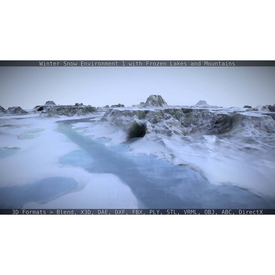 Winter Snow Environment 3D Model – Low Poly Landscape with Frozen Lakes and Mountains - View 33