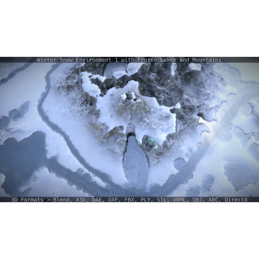 Winter Snow Environment 3D Model – Low Poly Landscape with Frozen Lakes and Mountains - View 36