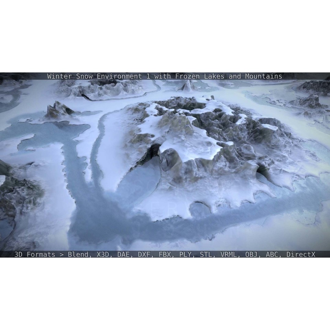 Winter Snow Environment 3D Model – Low Poly Landscape with Frozen Lakes and Mountains - View 38