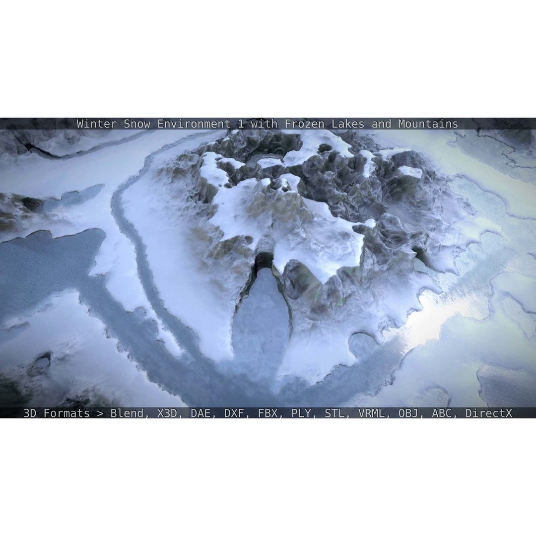 Winter Snow Environment 3D Model – Low Poly Landscape with Frozen Lakes and Mountains - View 39