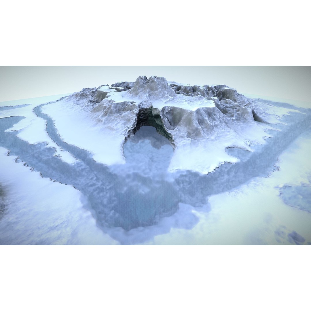Winter Snow Environment 3D Model – Low Poly Landscape with Frozen Lakes and Mountains - View 4