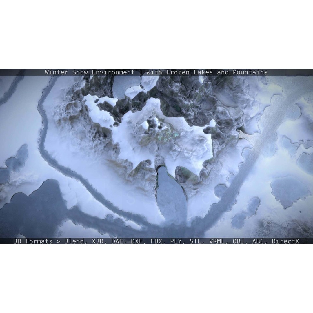 Winter Snow Environment 3D Model – Low Poly Landscape with Frozen Lakes and Mountains - View 40