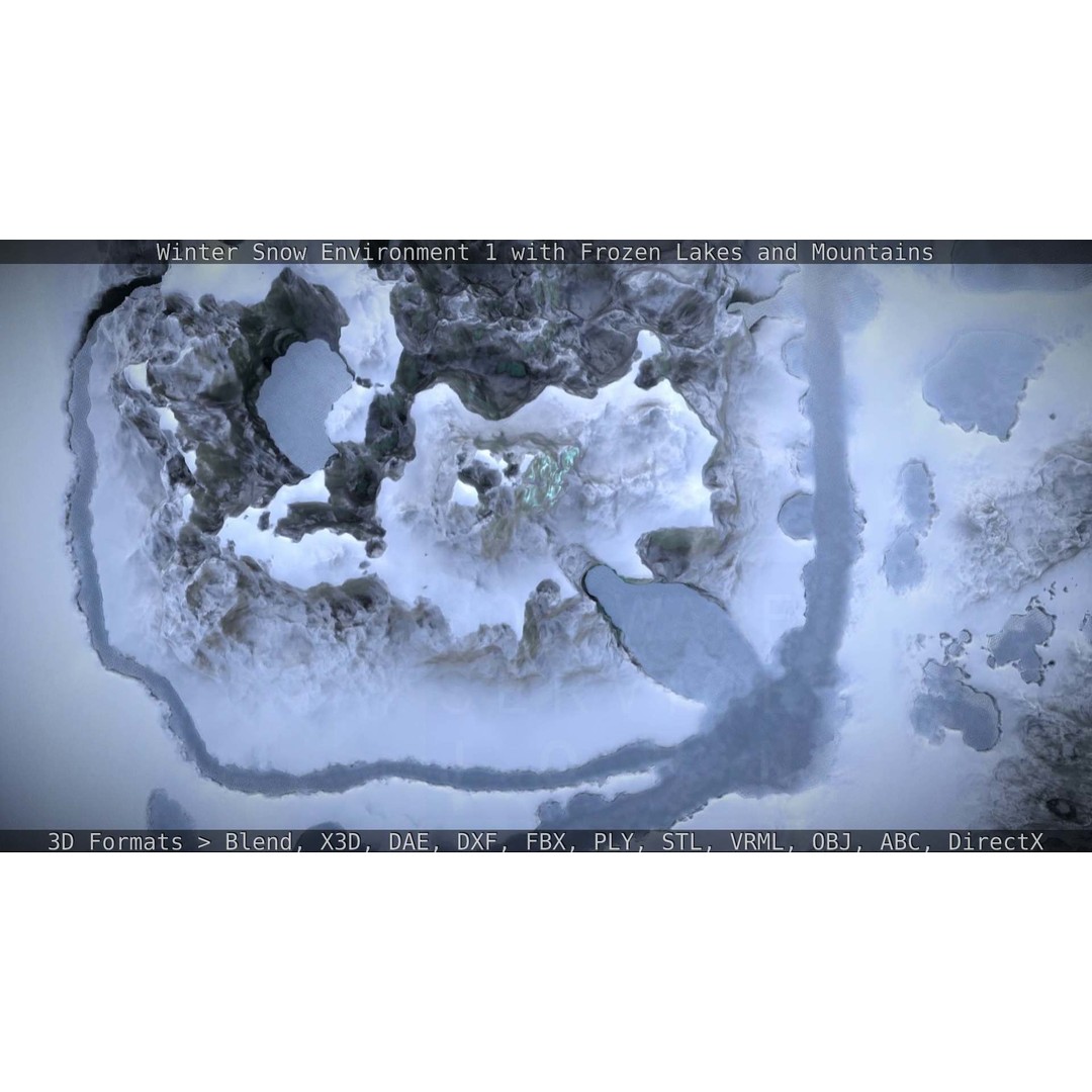 Winter Snow Environment 3D Model – Low Poly Landscape with Frozen Lakes and Mountains - View 41