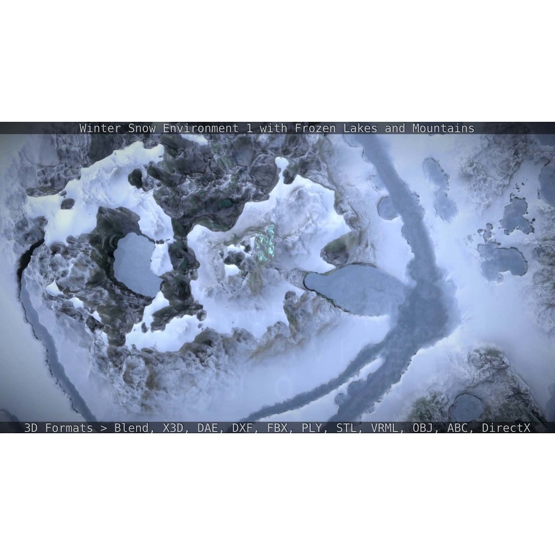 Winter Snow Environment 3D Model – Low Poly Landscape with Frozen Lakes and Mountains - View 42